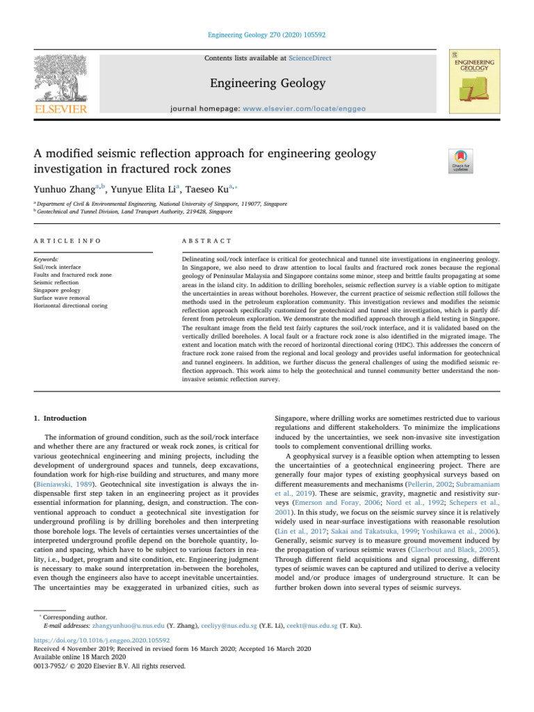 A Modified Seismic Reflection Approach For Engineering Geology