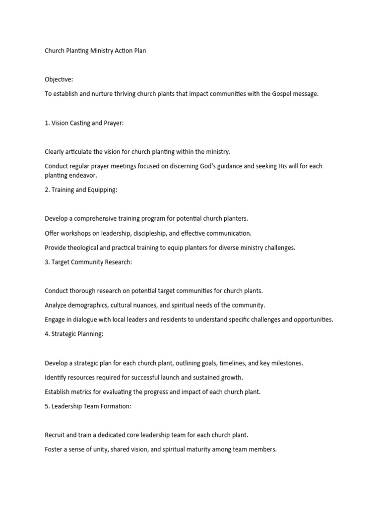 church planting plan | PDF | Church Planting | Leadership