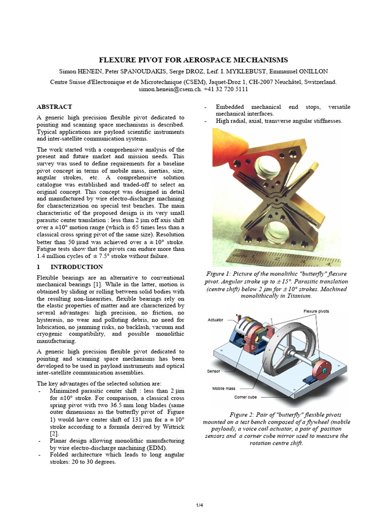 Flexure Pivot For Aerospace Mechanisms PDF Rotation Around A Fixed