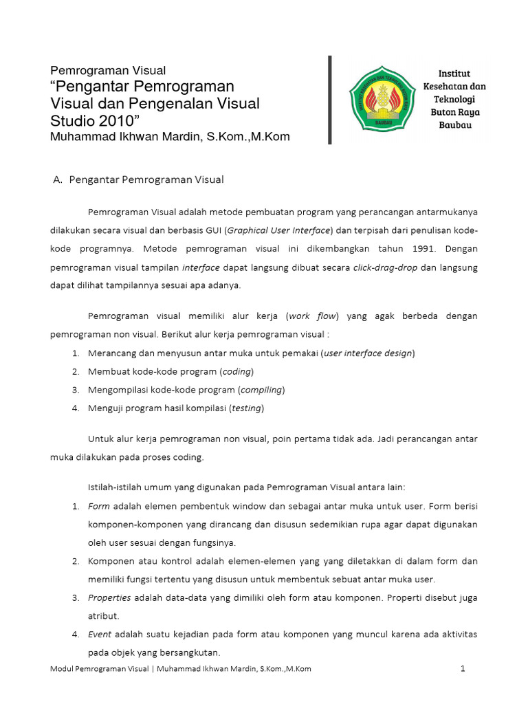 Pemrograman Visual 1 New | PDF | Komputer