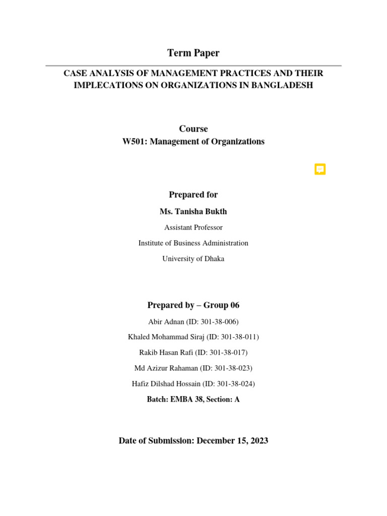 Group 6-Term Paper - Management of Organizations | PDF