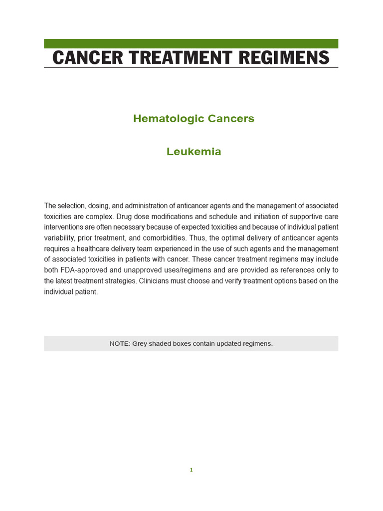 Leukemia Treatment Regimens 7937 Pdf Clinical Medicine Cancer