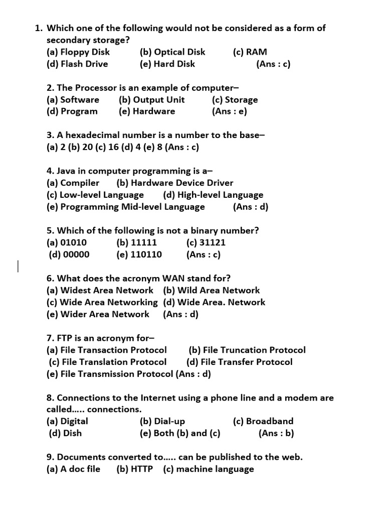 Computer Basics and Marketing Quiz | PDF | Computers | Technology ...