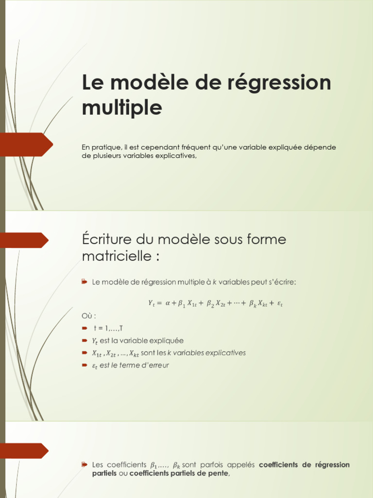 Chapitre III - Le Modèle de Régression Multiple | PDF