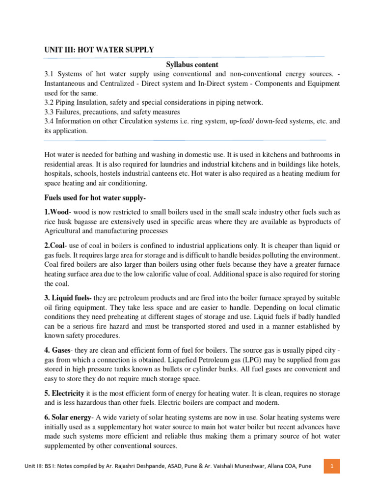 Hot Water Supply Systems Overview | PDF | Water Heating | Tap (Valve)