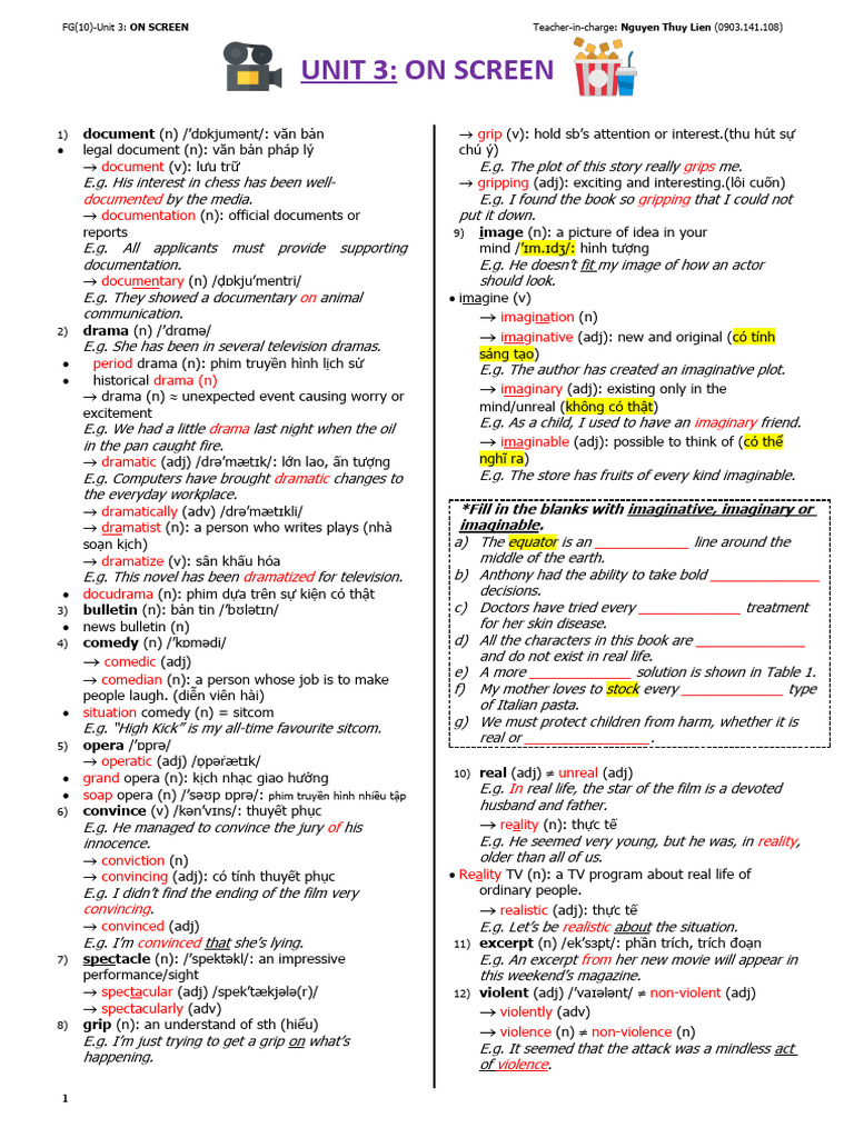 Unit 3 On Screen 2023 Pdf Leisure Television