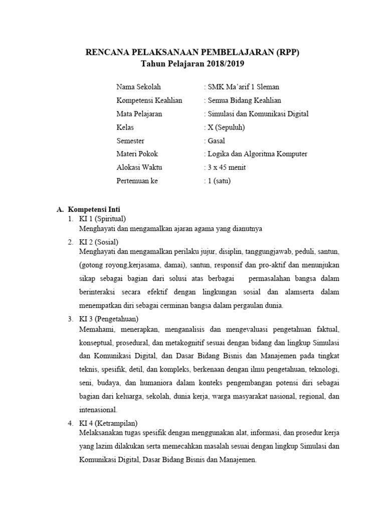 RPP 1 | PDF | Karier & Perkembangan