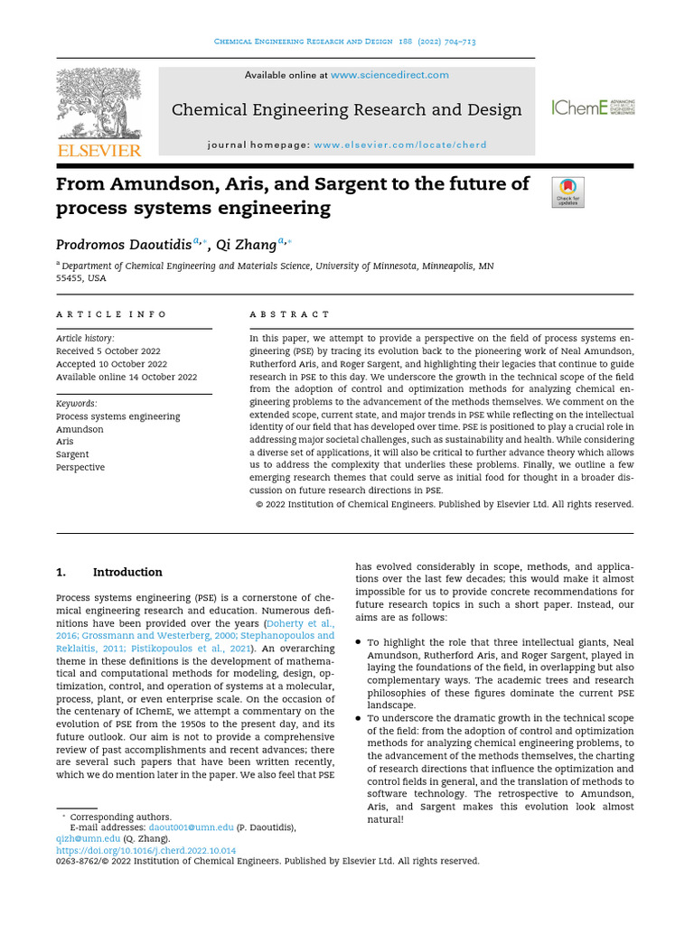 Legacy and Future of Process Systems Engineering | PDF | Mathematical ...