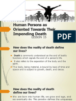 Philosophy Lesson 15 Human Persons As Oriented Towards Their Impending Death Hand Outs