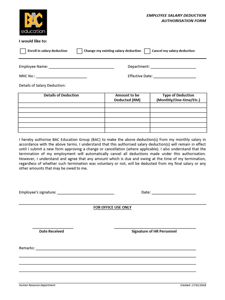 SALARY DEDUCTION AUTHORISATION FORM V2 PDF