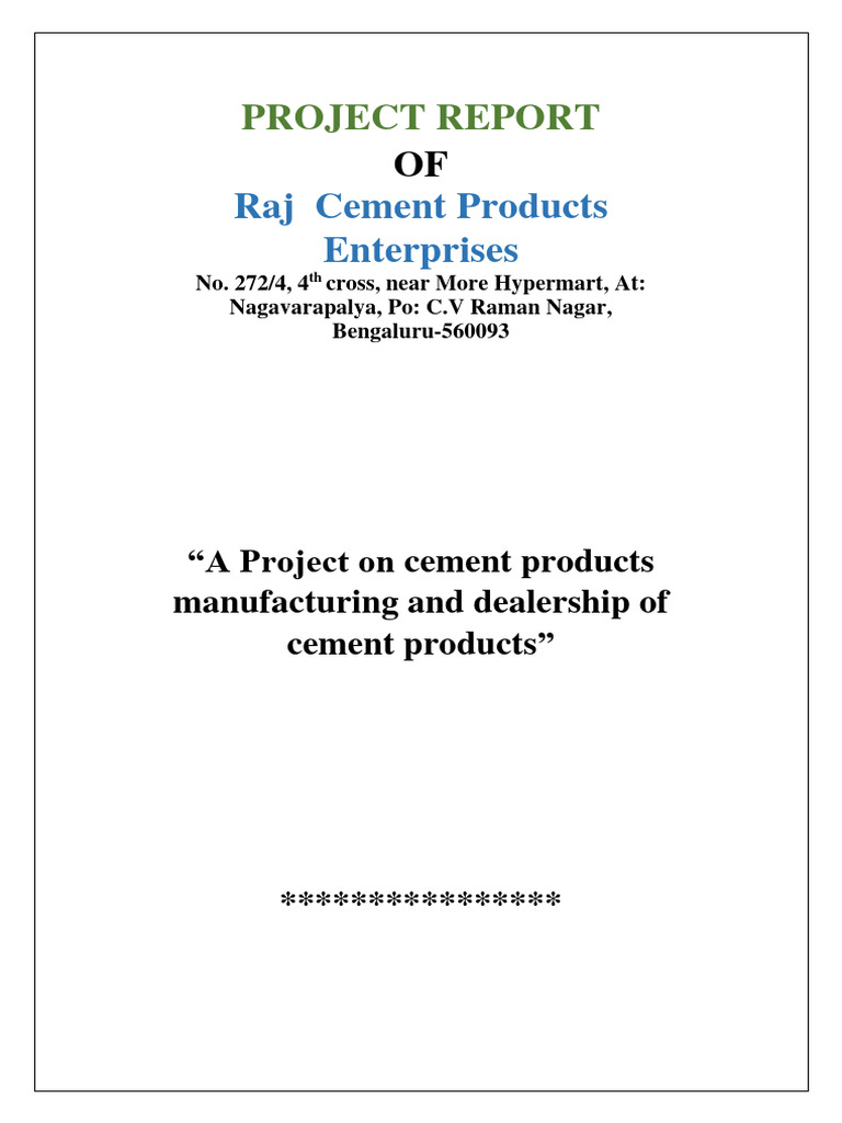 Raj Cement Products Enterprises Pdf