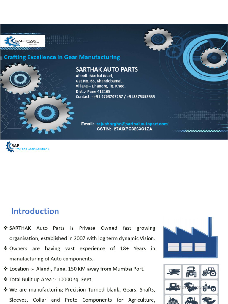 Sarthak Auto - Profile | PDF | Gear | Machining