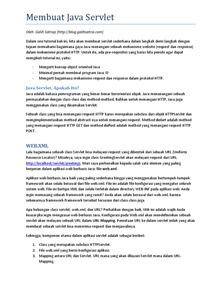 Membuat Java Servlet Sederhana | PDF