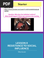 Lesson 8 Resistance To Social Influence