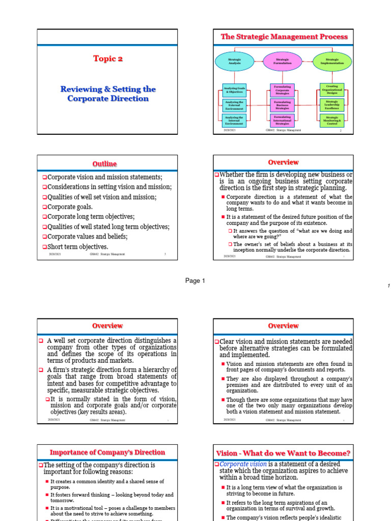 Topic 2 - Setting The Company's Direction | PDF