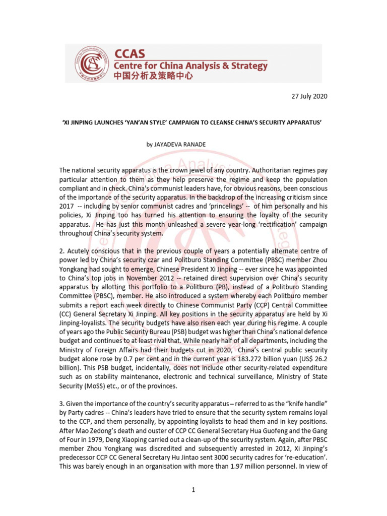 Xi's Security Overhaul in China | PDF | Xi Jinping | China
