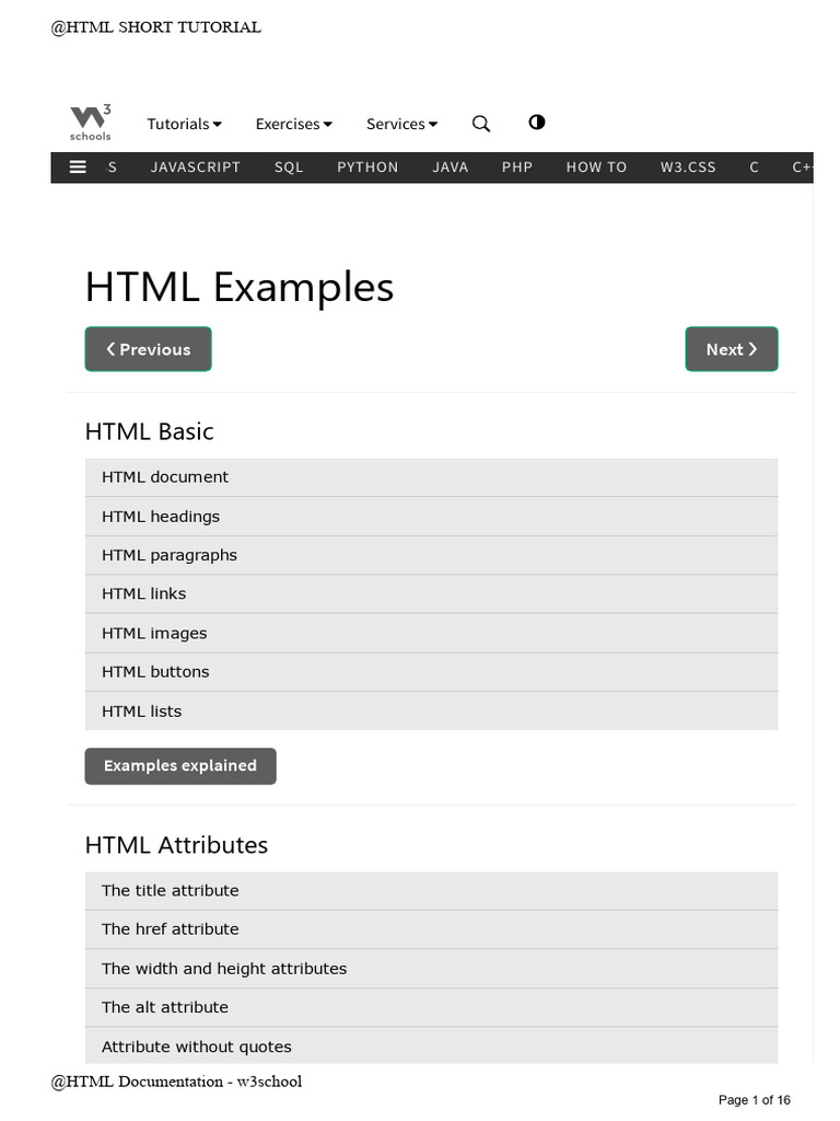 All Tags and Examples With Examples | PDF | Html Element | Written ...