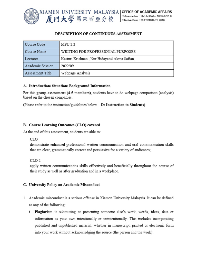 Assignment 1 Guideline | PDF | Academic Dishonesty | Plagiarism