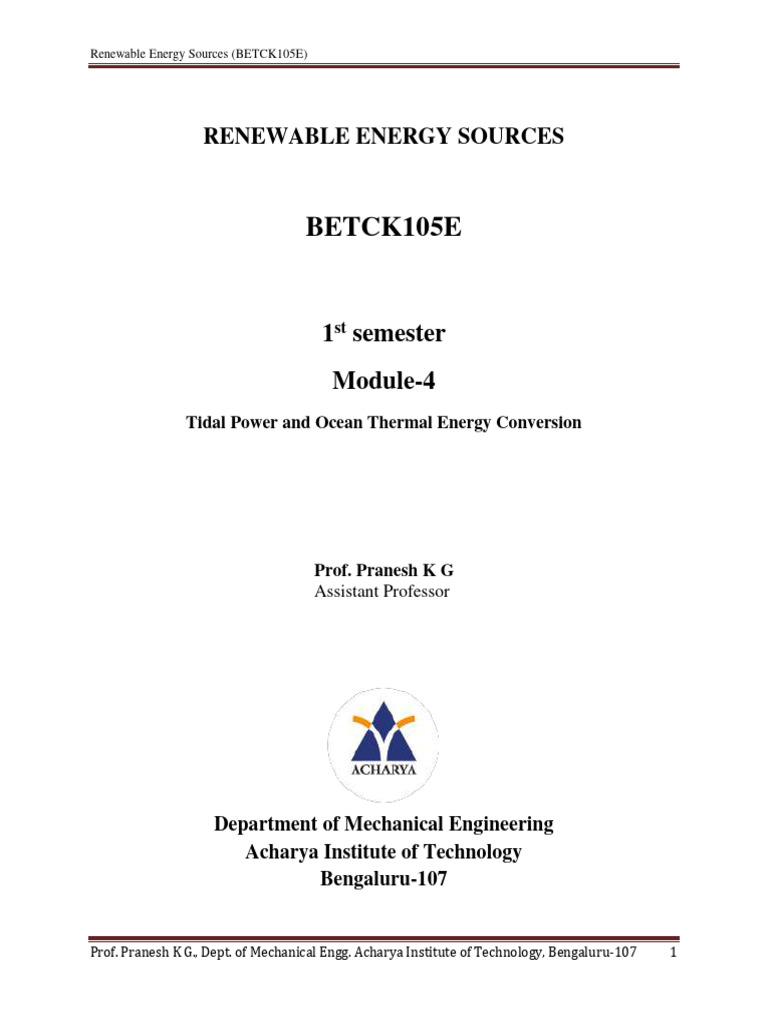 Tidal Power: Principles and Mechanisms | PDF | Tide | Energy Development