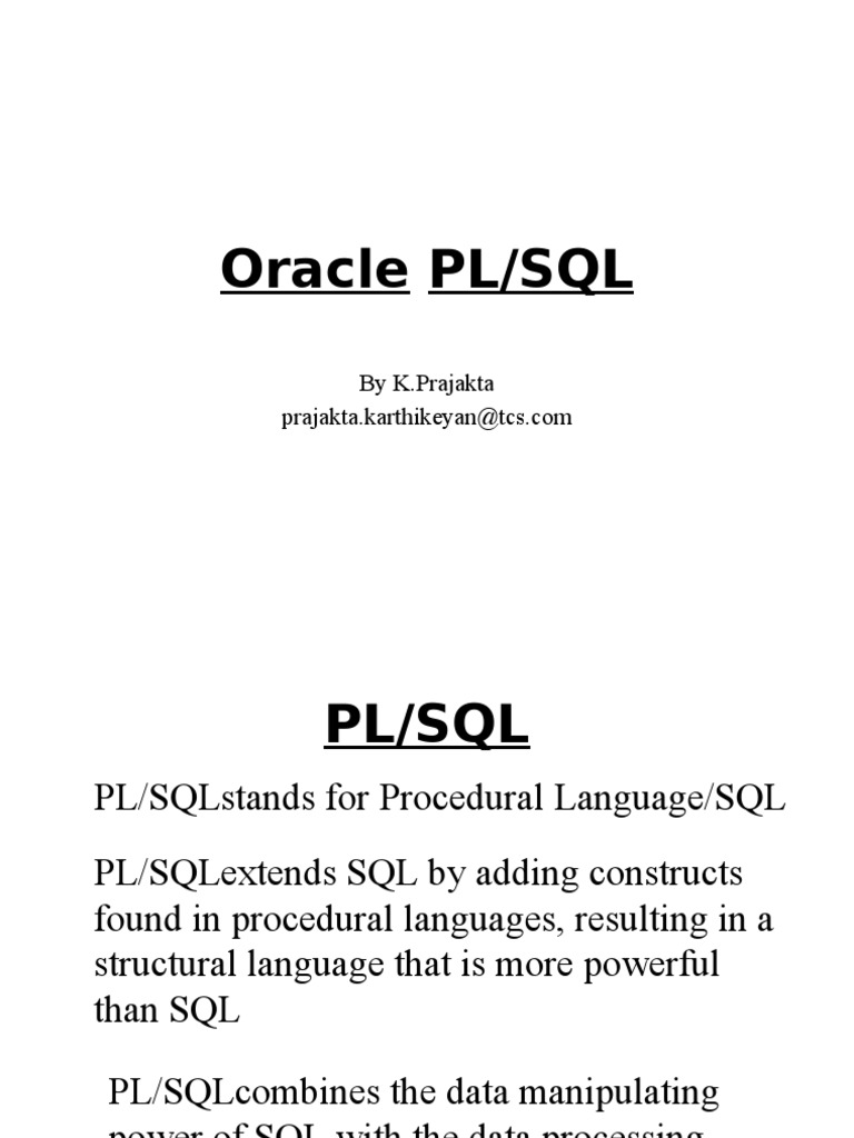 PLSQL Prajakta 1 | PDF