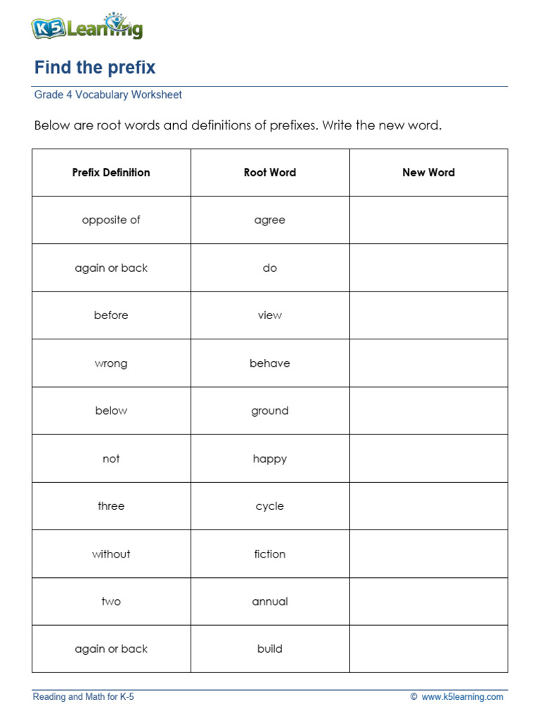 Grade 4 Prefix Suffix Root Words 1 | PDF