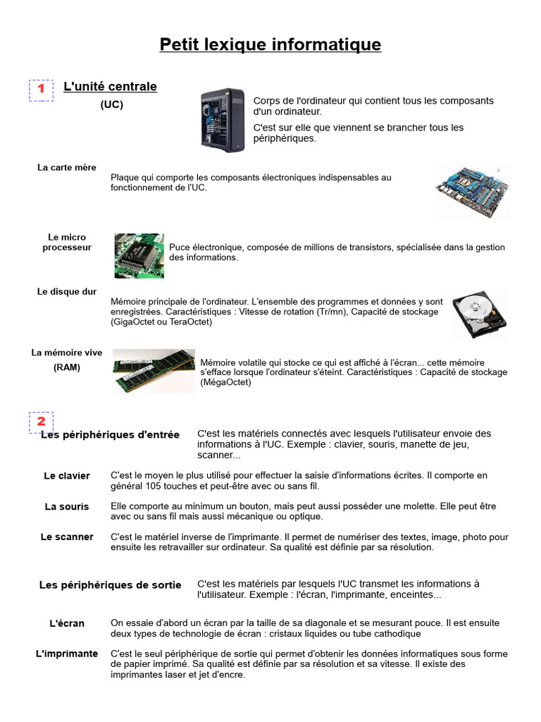 Lexique des composants informatiques | PDF | Internet | Internet et Web
