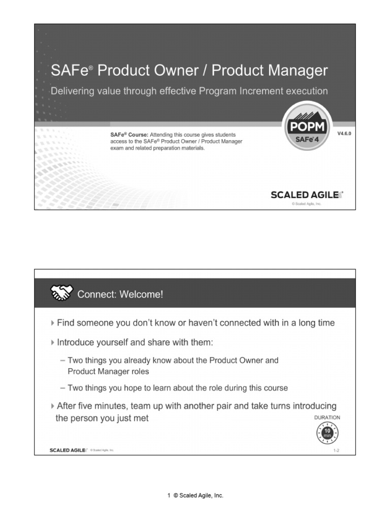SAFe Product Owner Product slides presentation PDF