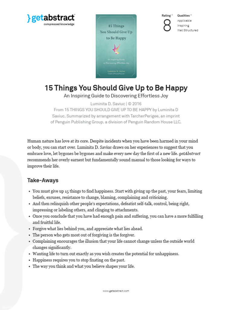 15 Things to Give Up for Happiness | PDF | Forgiveness | Thought