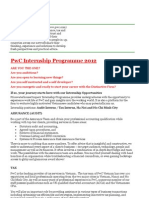 PwC Internship Programme 2012