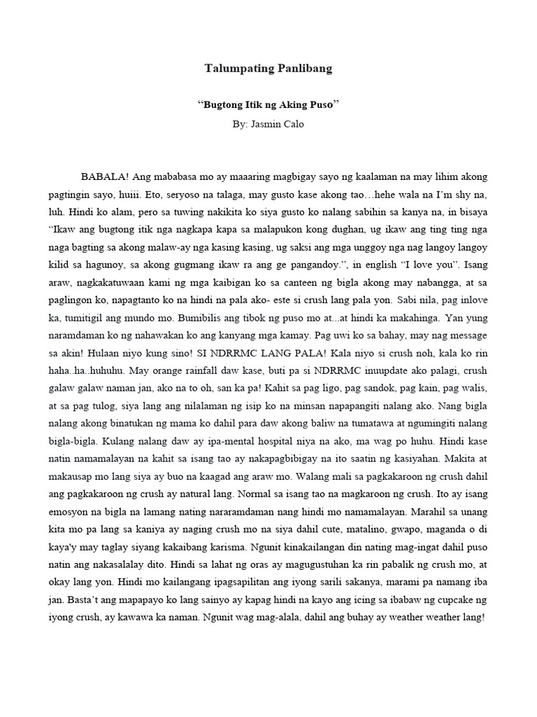 Talumpating Panlibang - Jasmin | PDF