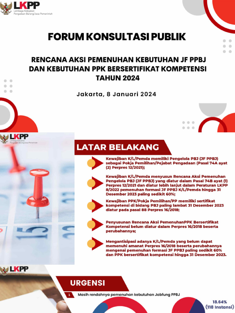 (Bahan Paparan) Se Kepala LKPP Renaksi JF PPBJ Dan PPK Tahun 2024 | PDF