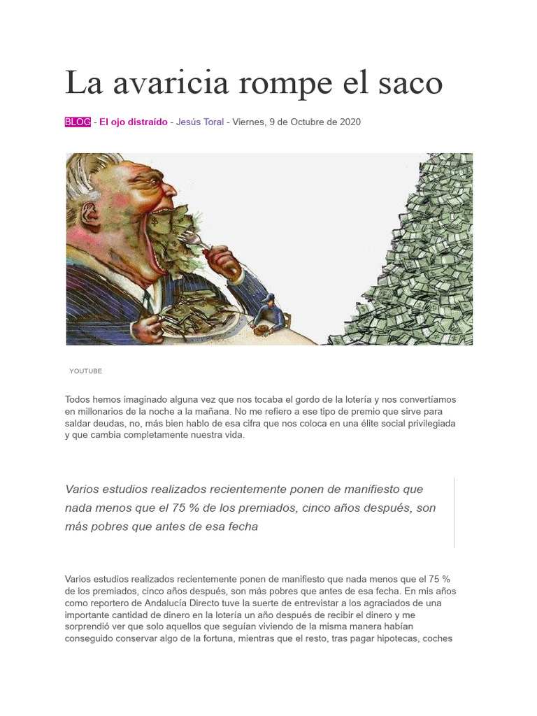 Avaricia y la pérdida de fortuna | PDF | Felicidad | Dinero