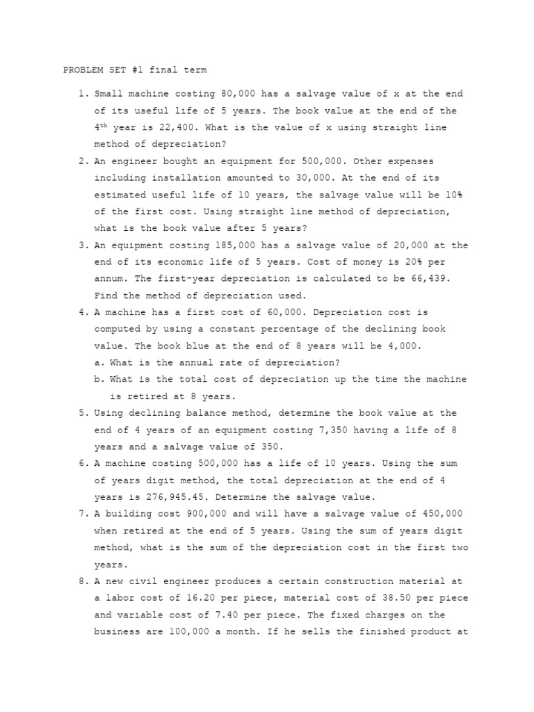 PROBLEM SET Final Term | PDF