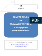 Compte Rendu DE Travaux Pratique: Langage de Programmation