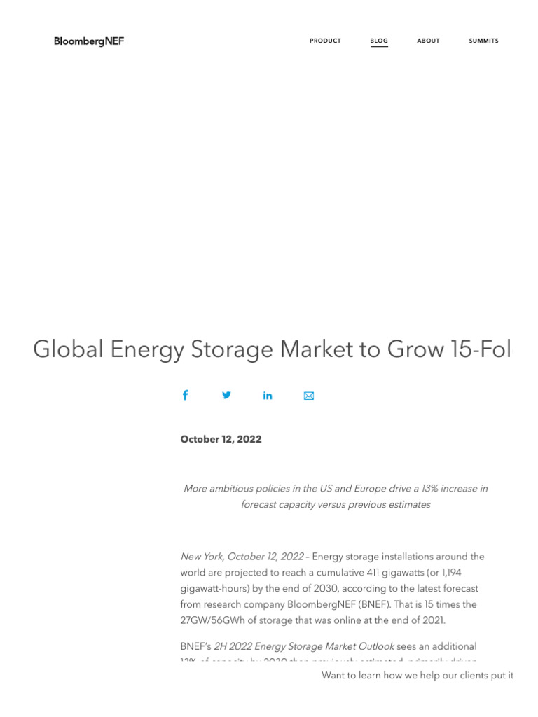 Global Energy Storage Market Growth 2030 | PDF | Business | Technology ...