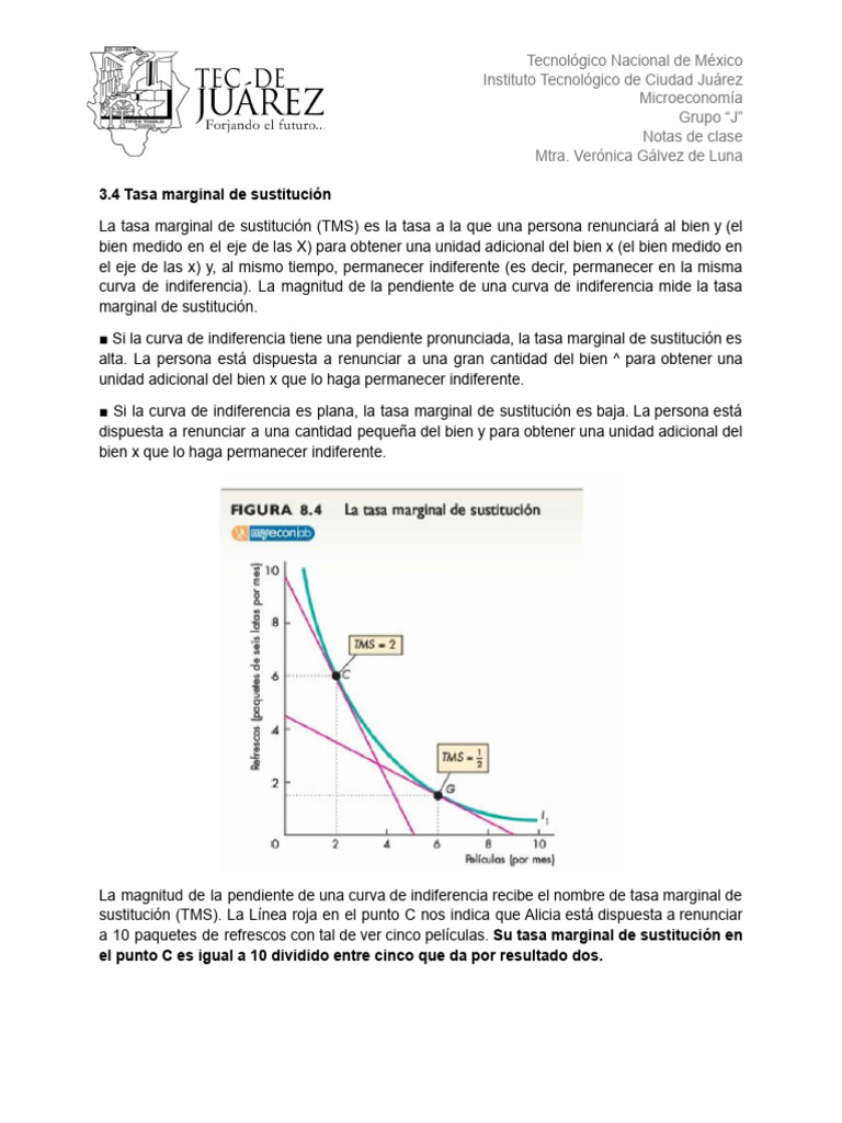 3.4 TASA MARGINAL DE SUSTITUCIÓN.docx | PDF | Economias | Microeconomía