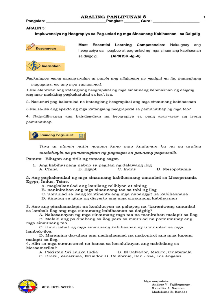 AP 8 Week 5 | PDF