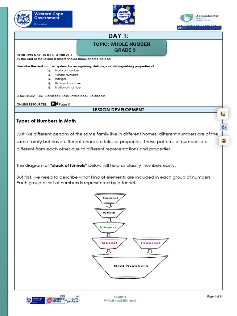 1 Mathematics (Gr.9) T1 W1 & 2 Lesson Plan | PDF | Interest | Rational ...