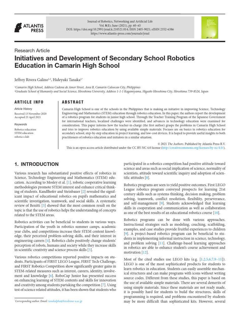 Robotics Education Initiatives in Camarin | PDF | Robotics | Science ...