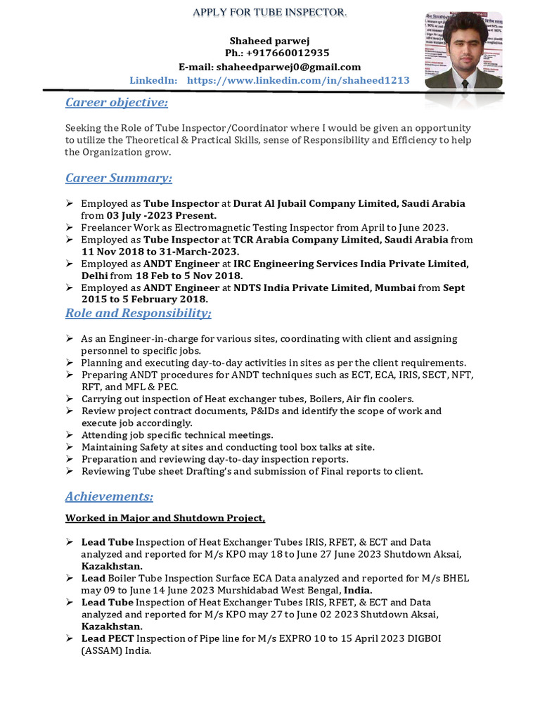 Tube Inspector Application and Experience | PDF | Mechanical ...