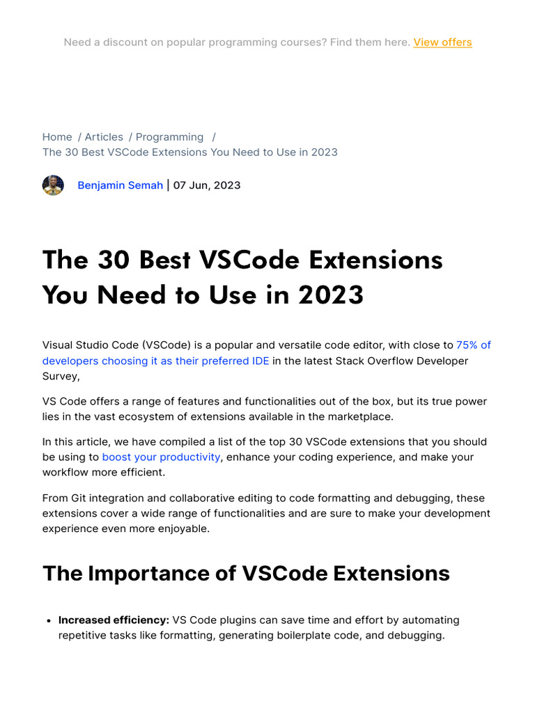 The 30 Best VSCode Extensions You Need To Use in 2023 | PDF ...