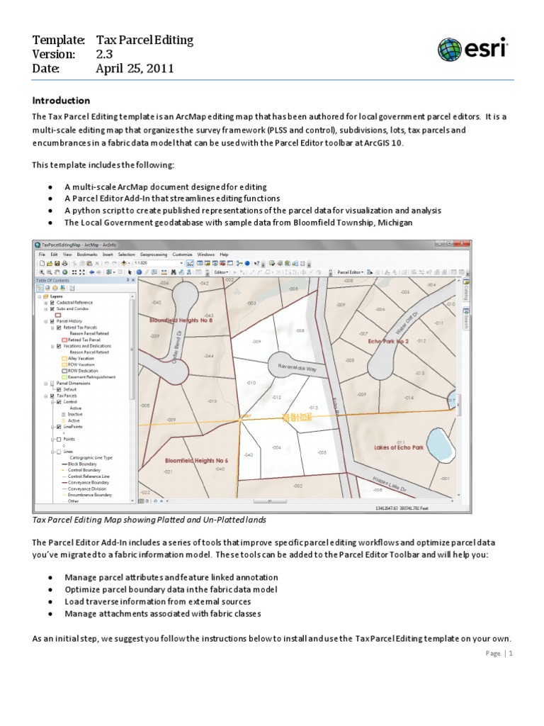 Tax Parcel Editing Template for ArcGIS | PDF | Arc Gis | Portable ...