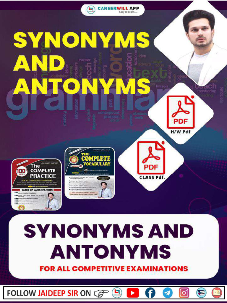 Vocabulary (Antonyms and Synonyms) | PDF