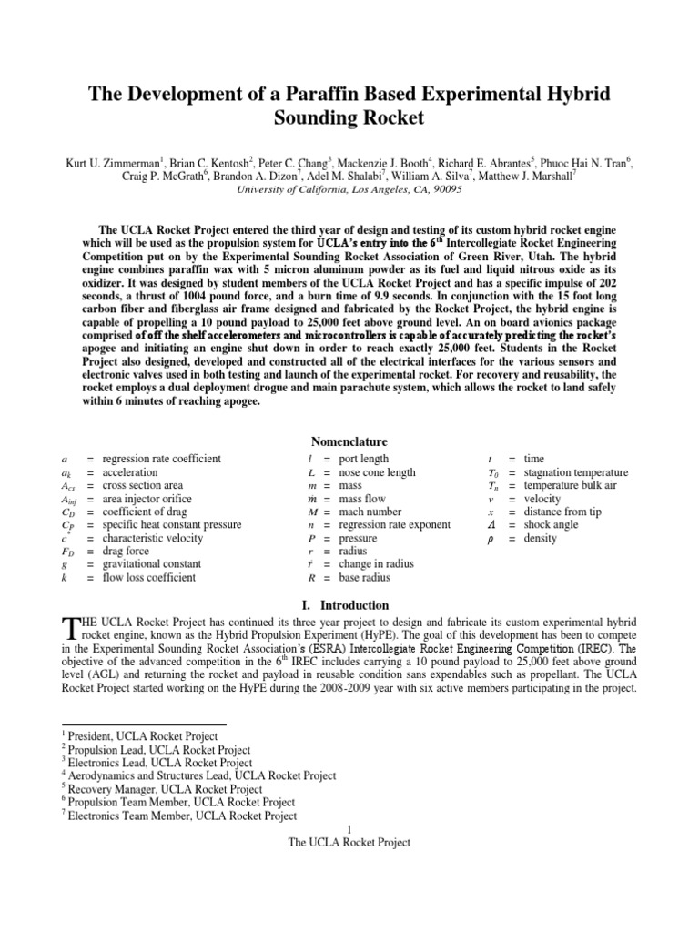 UCLA Hybrid Rocket Development Report | PDF | Rocket Engine | Drag ...