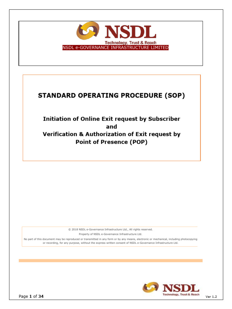 Sop on initiation authorization of online exit request under nps