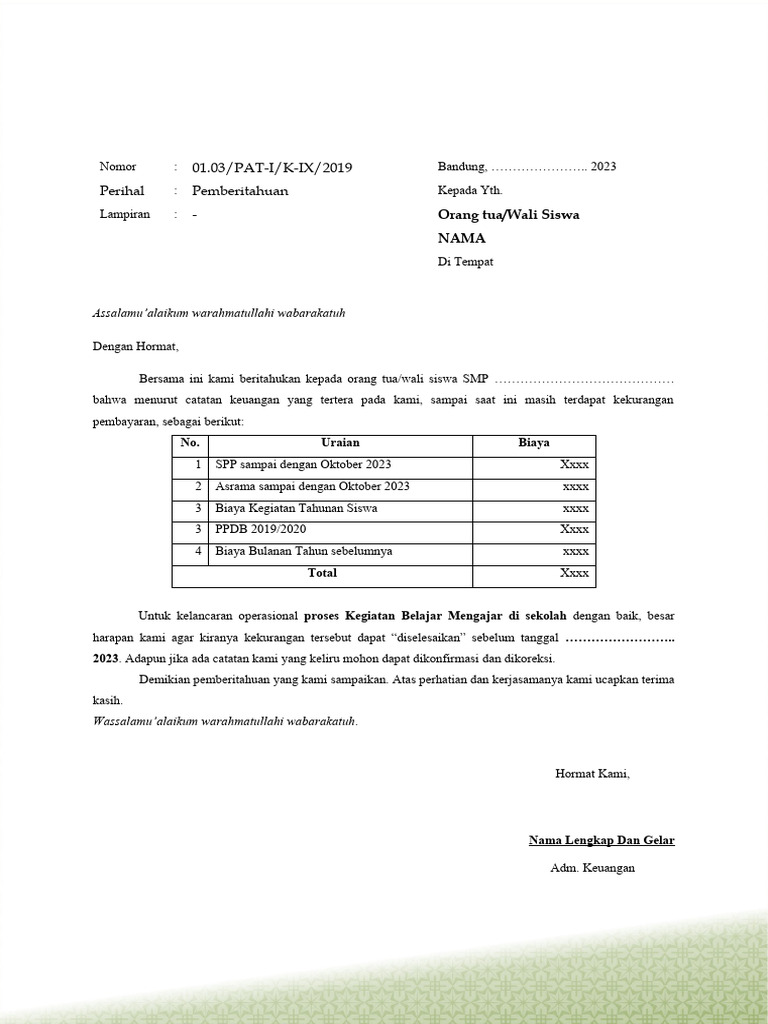 00 Master Surat Tagihan 2024 | PDF
