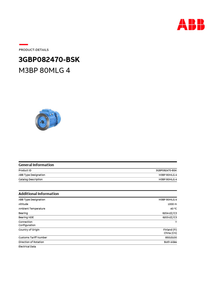 M3BP 80MLG 4 Motor Specifications | PDF | Electric Motor | Electrical ...
