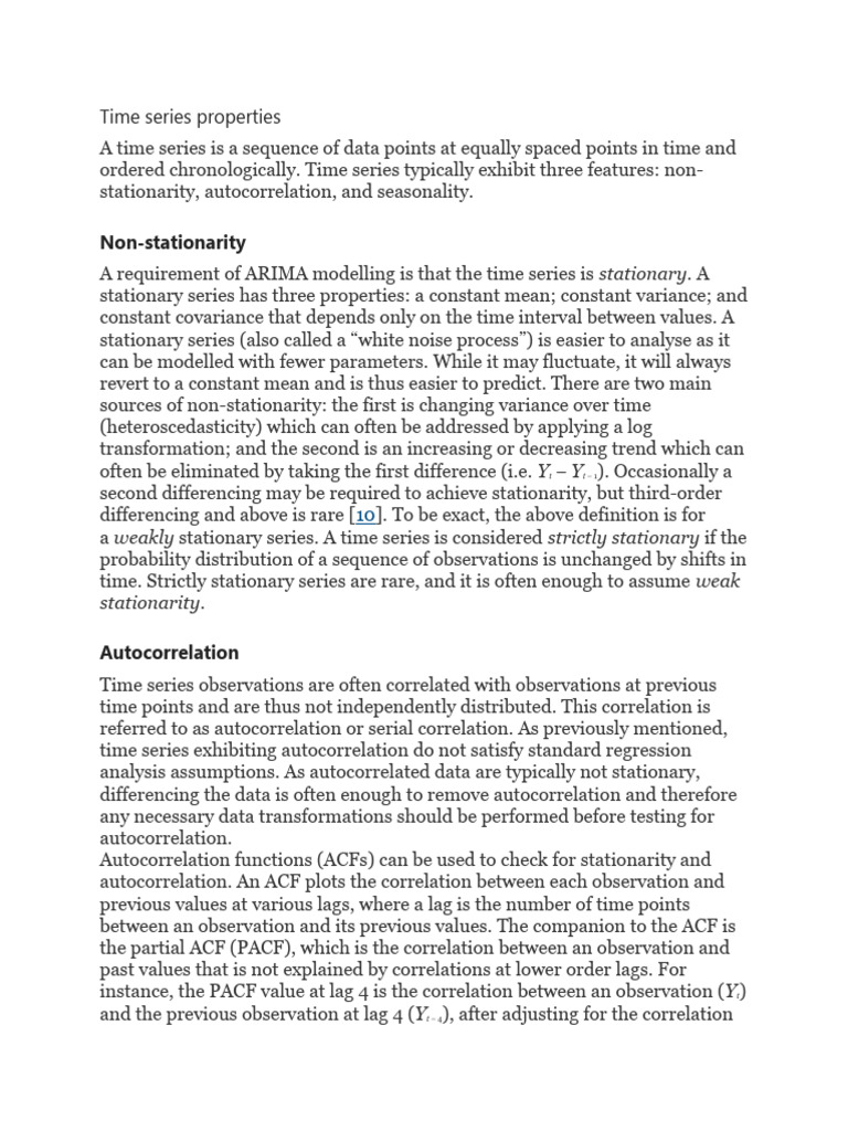 Time Series Properties | PDF | Stationary Process | Time Series