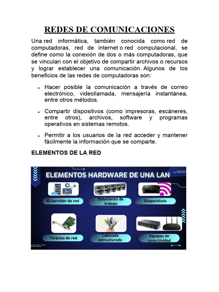 Tipos de Redes de Comunicaciones | PDF | Red de computadoras | Red de ...