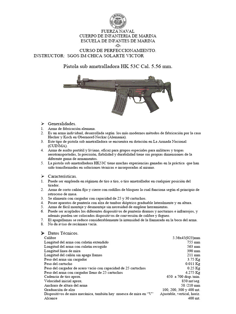 Características de la HK 53C | PDF | Revista (armas de fuego ...